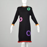 Small 1980s Adolfo Black Sweater Dress