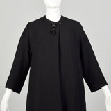 Small 1950s Swing Coat Elegant Winter Black Beaded Outerwear