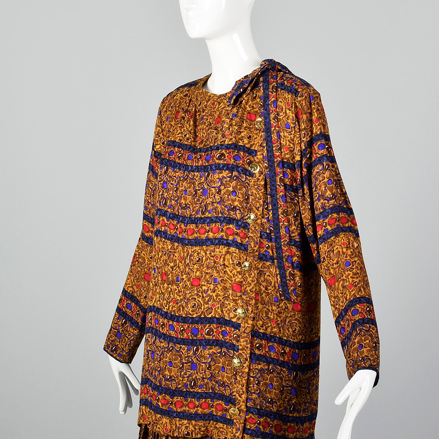 Small Yves Saint Laurent Rive Gauche 1980s Silk 2 Piece Dress