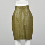 Small Green Leather Embossed Snakeskin Skirt