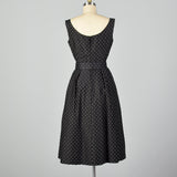 XXS 1950s Adele Simpson Black and White Polka Dot Dress