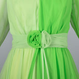 1970s Green Colorblock Maxi Dress
