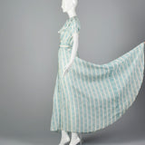 1940s Blue Floral Dressing Gown