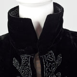 1940s Black Velvet Beaded Swing Jacket