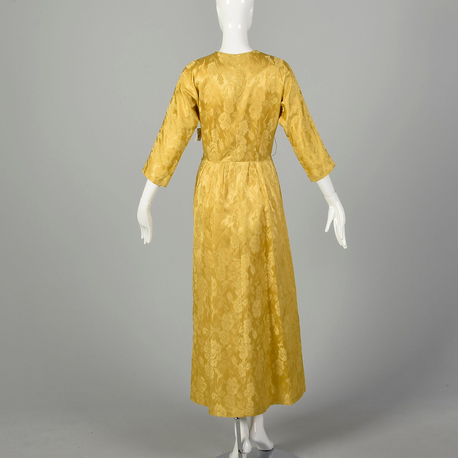 Medium 1960s Dress Gold Weave Brocade Maxi Casual Gown