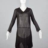 1920s Sheer Black Dress with Layered Skirt