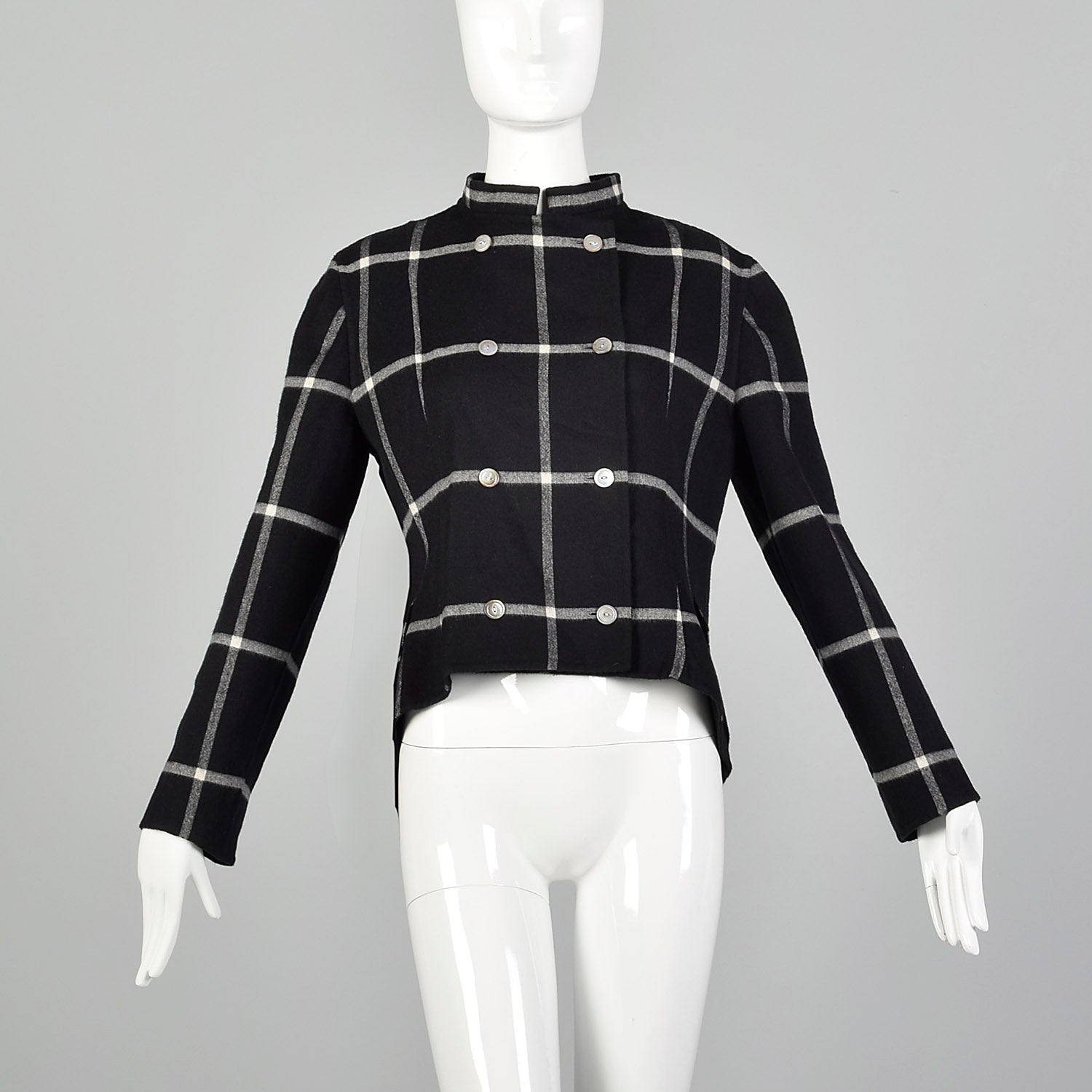 Medium Geoffrey Beene Black Check Swing Jacket