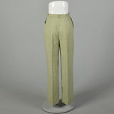 Medium 1970s Pants Green Grasshopper Applique Wide Leg High Waist