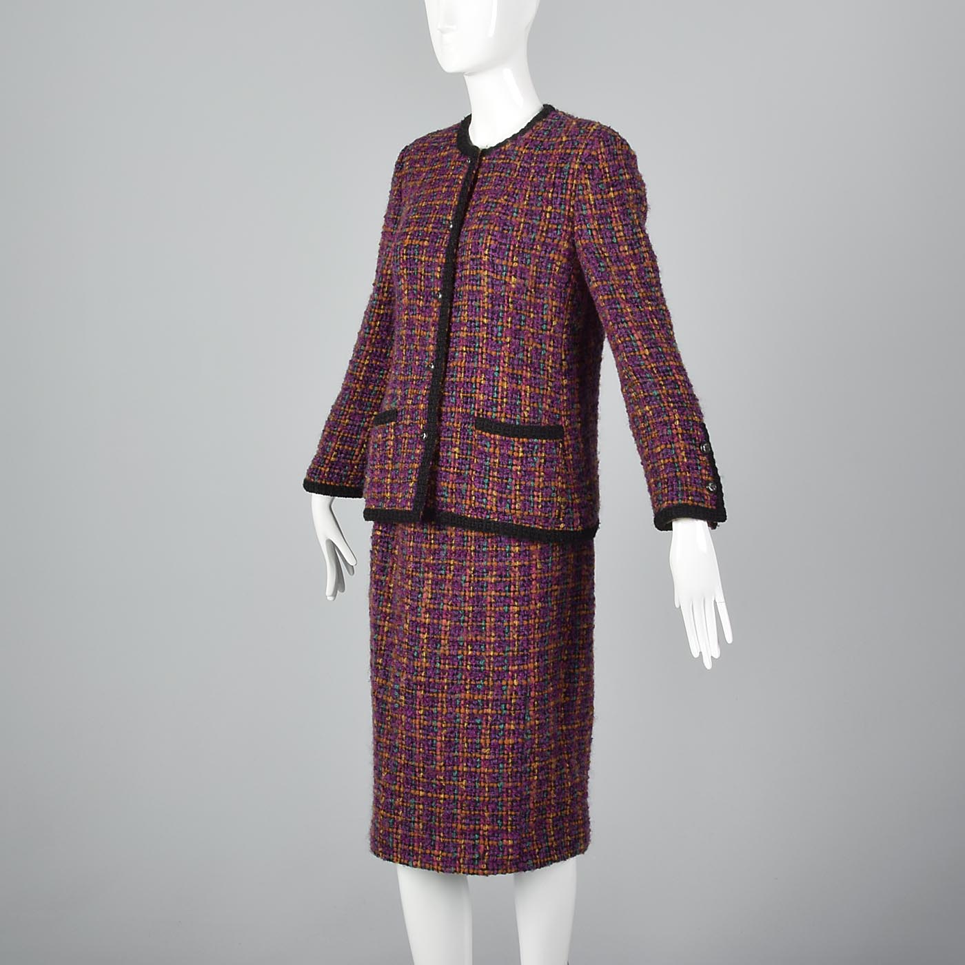 Classic Chanel Pink Tweed Skirt Suit
