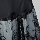 1950s Black Half Slip with Pale Blue Taffeta and Sheer Black Lace Hem