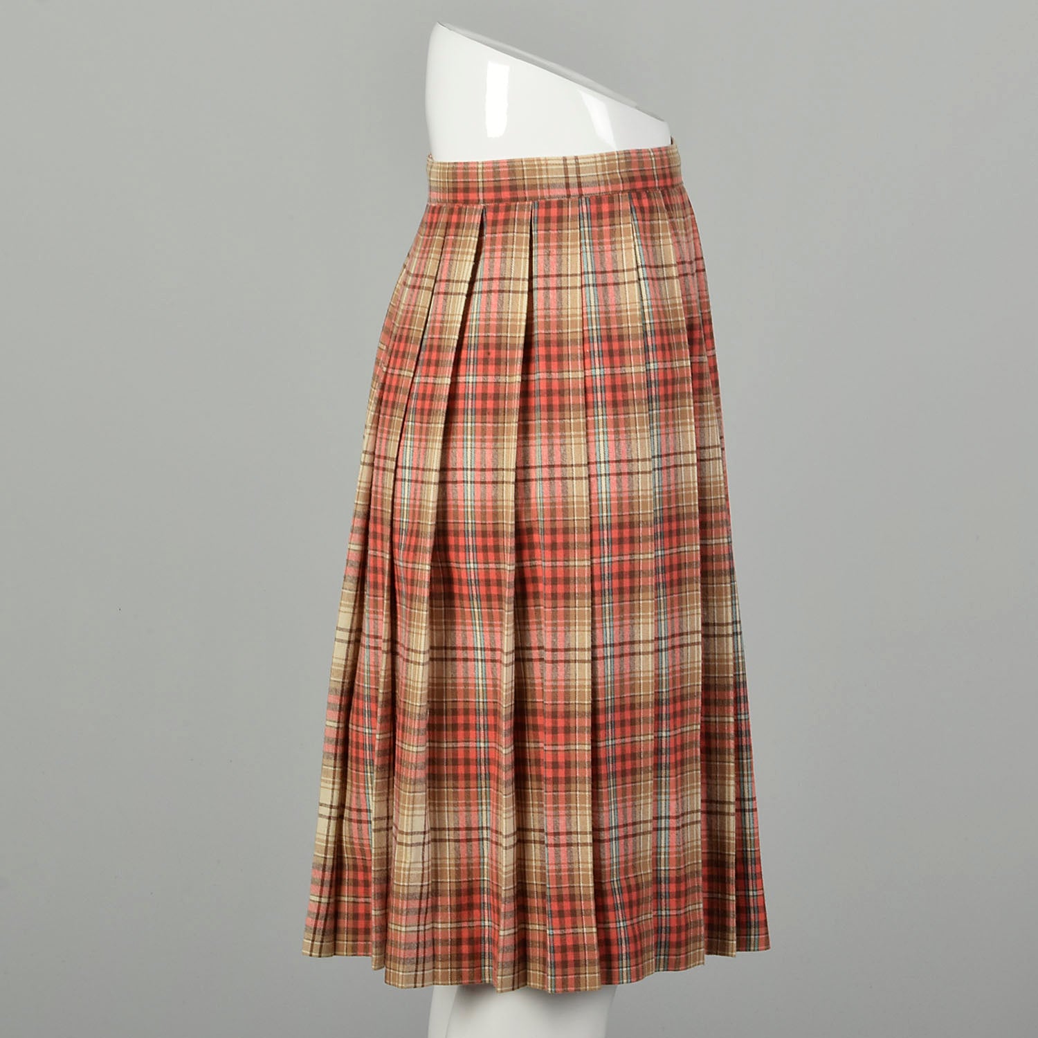 XS 1950s Skirt Plaid Pleated Autumn School Girl Uniform Light Academia