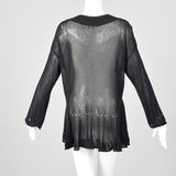 Sonia Rykiel 1990s Black Ruffle Crochet Detail Cardigan