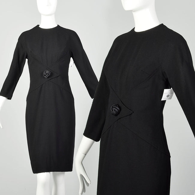 Medium 1960s Little Black Dress Timeless Shelf Bust Bracelet Sleeves Classic LBD