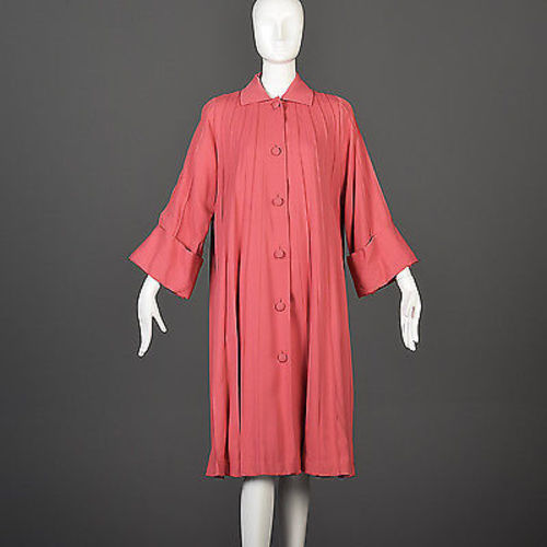 1940s Pink Swing Coat with Faux Pleats