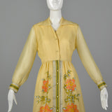 1970s Alfred Shaheen Yellow Maxi Dress