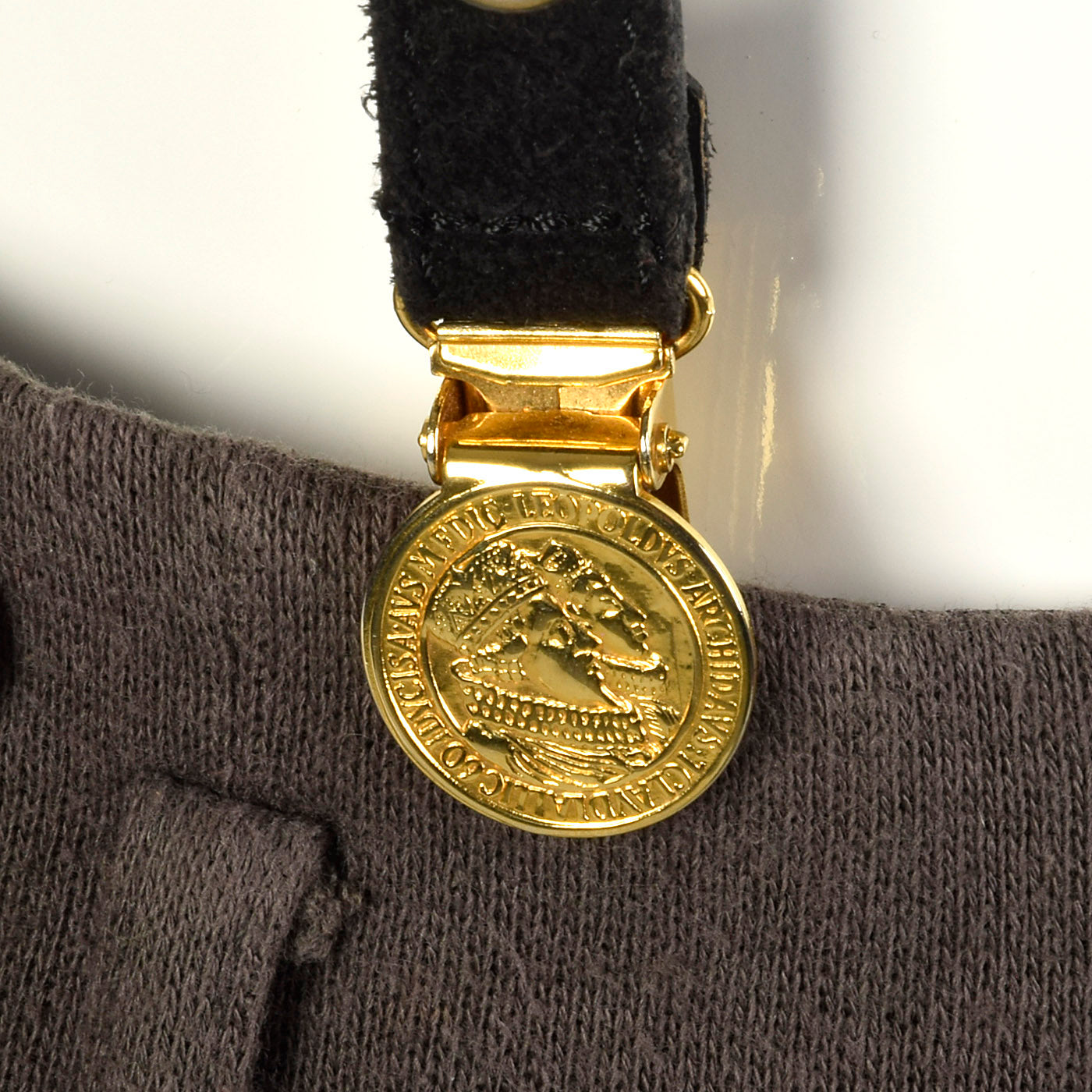Sonia Rykiel Black Suede Suspenders with Gold Eyelets