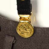 Sonia Rykiel Black Suede Suspenders with Gold Eyelets