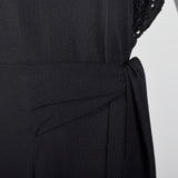 1940s Black Rayon Dress with Sequin Sleeves