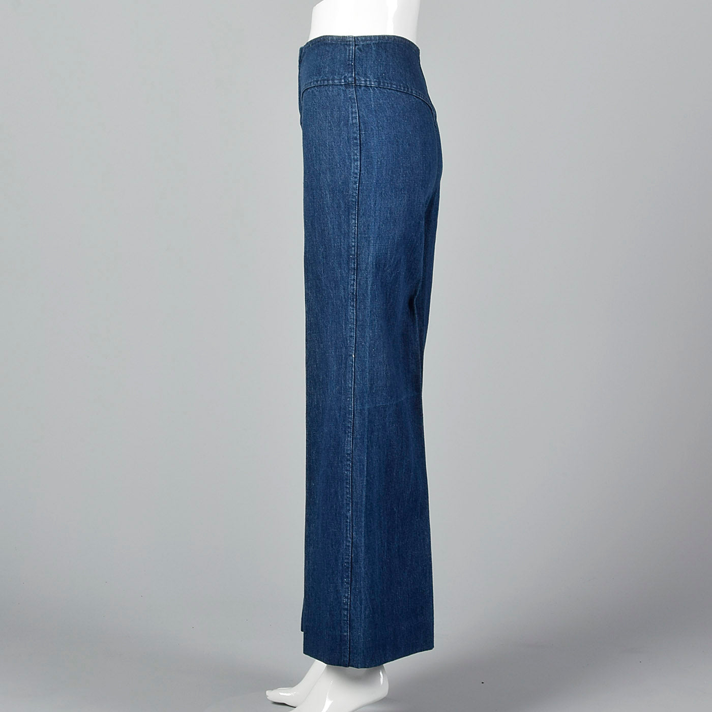 1970s Zip Front Bell Bottoms Cotton Denim