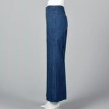 1970s Zip Front Bell Bottoms Cotton Denim
