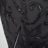 1990s Carmen Marc Valvo Black Beaded Dress