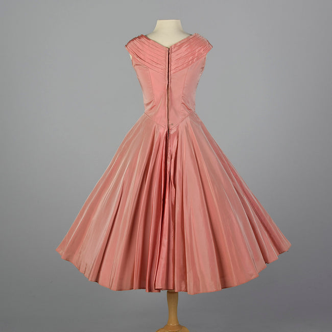 1950s Pink Taffeta Party Dress