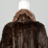 Medium 1980s Brown Long Hair Beaver Fur Coat