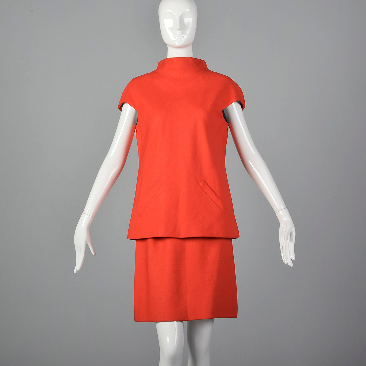 1960s Geoffrey Beene Orange Linen Skirt Suit