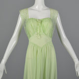 1950s Vanity Fair Green Nightgown with Crystal Pleat Bust