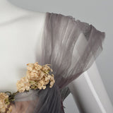 1950s Gray and Pink Mesh Dress with Faux Flower Bust