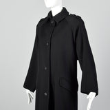 1980s Bill Blass Long Black Overcoat with Convertible Pockets