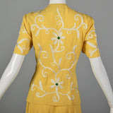 Large 1940s Yellow Floral Blouse and Skirt