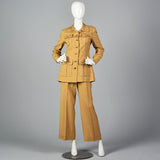 1970s Khaki Safari Pant Suit