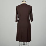 XL 1940s Dress Blue and Brown Volup Rayon with Beading