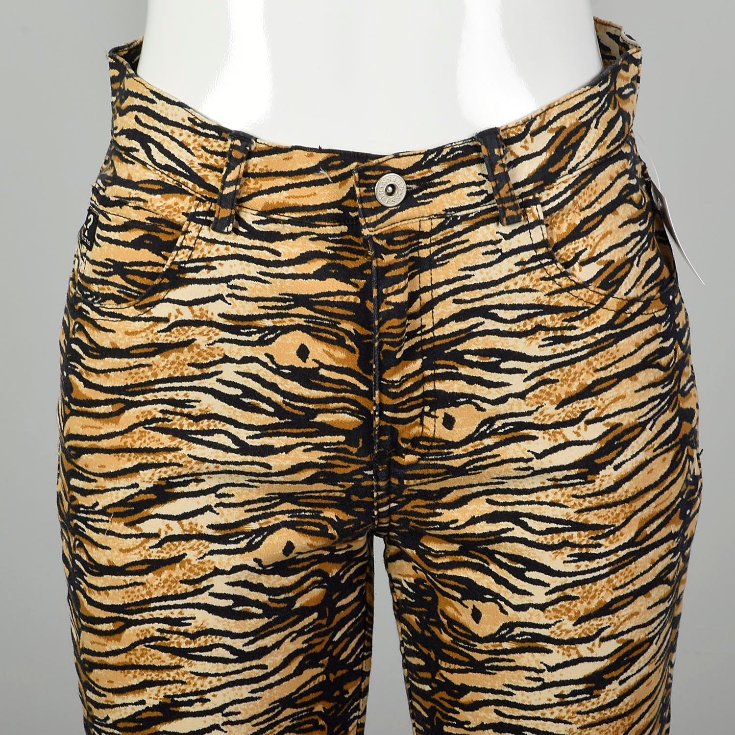 Small Guess Jeans Tiger Stripe Pants Mid Rise Cotton Animal Print