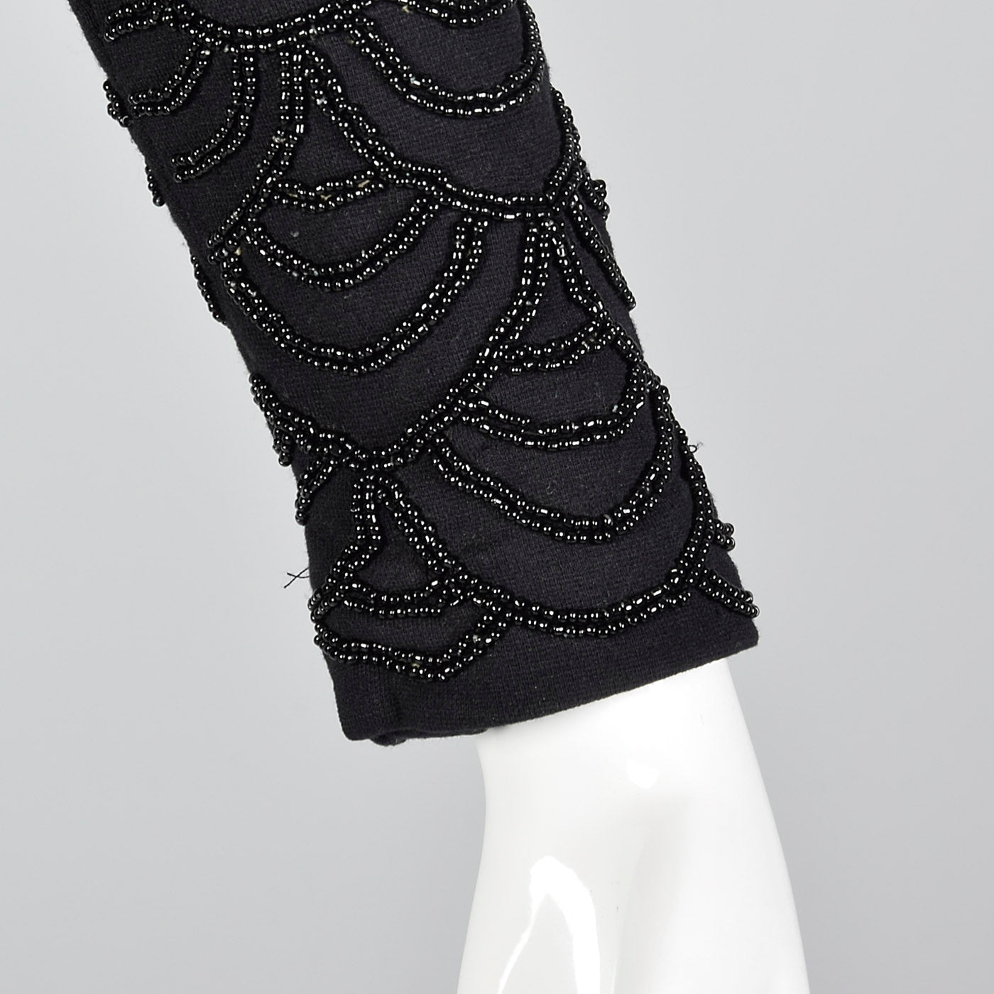 1990s Carmen Marc Valvo Black Knit Dress with Beading