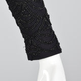 1990s Carmen Marc Valvo Black Knit Dress with Beading
