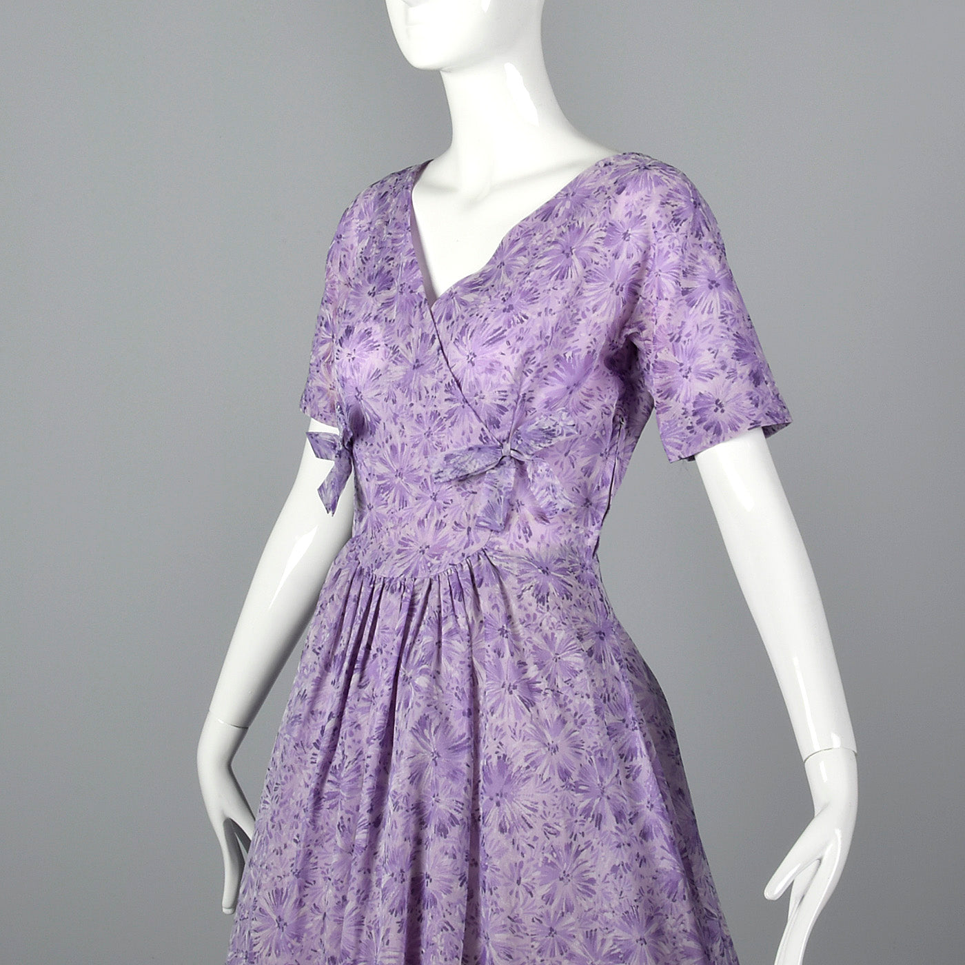1950s Purple Floral Dress