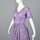 1950s Purple Floral Dress