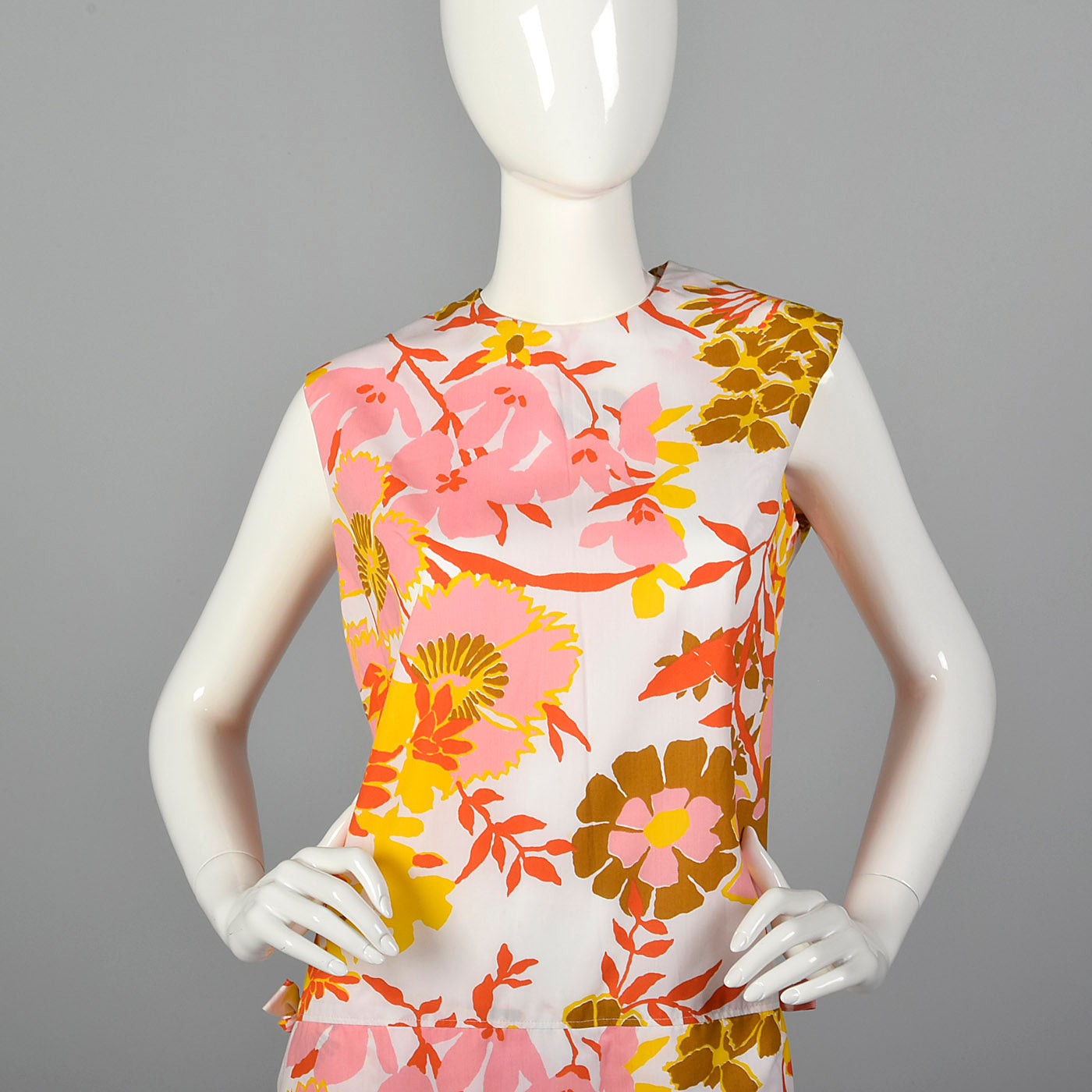 1960s Floral Romper with Overskirt and Zip Open Crotch