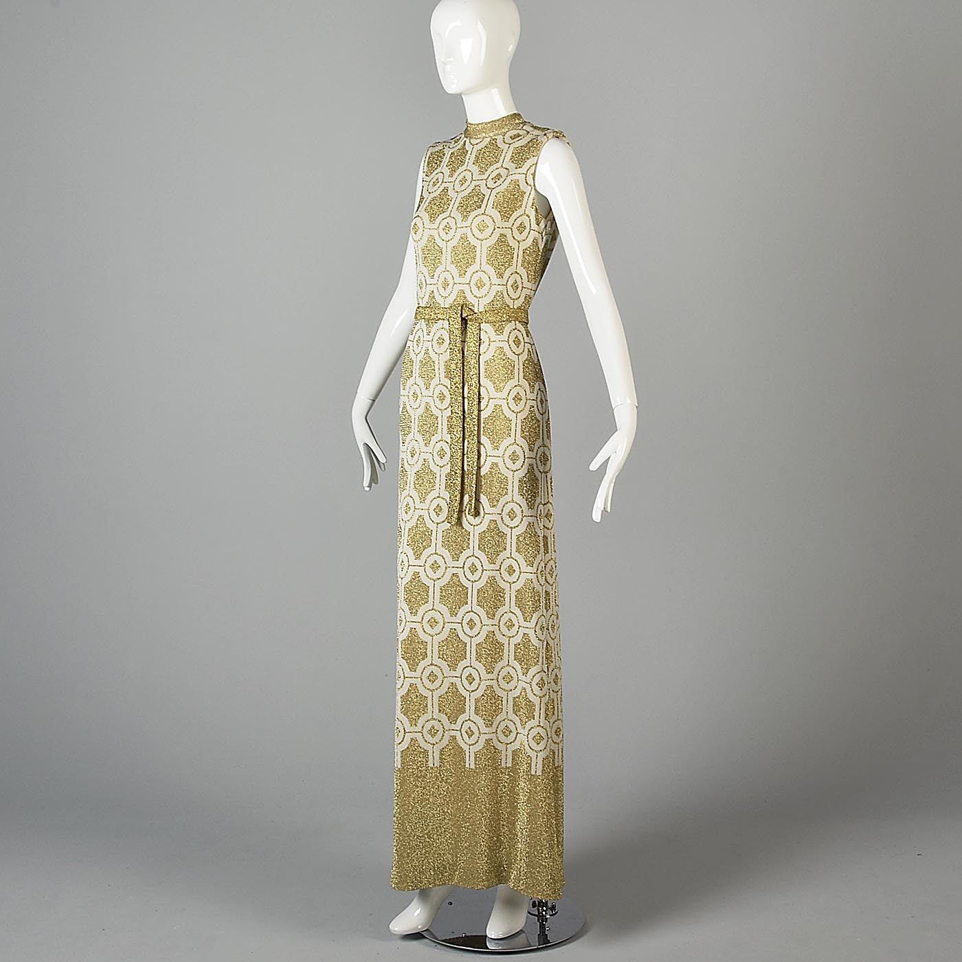 1970s Balmain Maxi Dress in Cream and Gold Lurex Style & Salvage 1970s Balmain Maxi Dress in Cream and Gold Lurex Style & Salvage