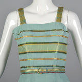 1950s Dress and Jacket Set in Aqua with Gold Trim