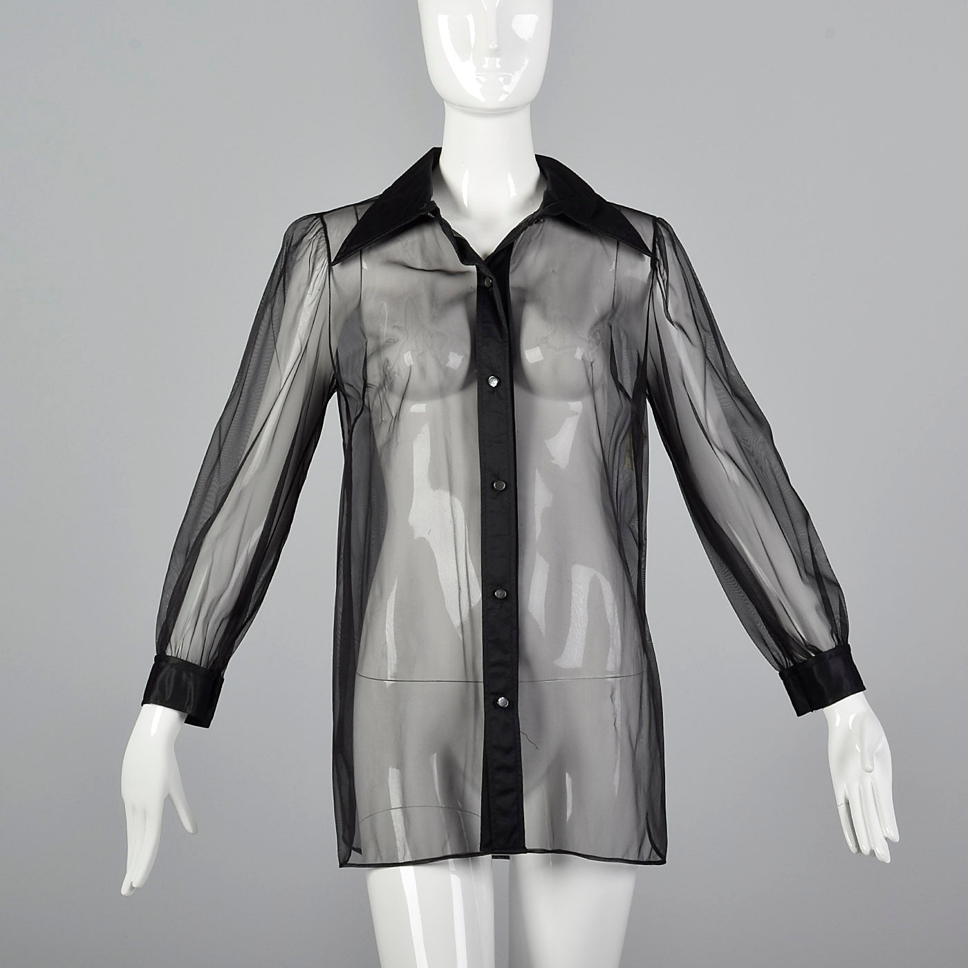 1970s Mary Quant Sheer Black Shirt