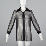 1970s Mary Quant Sheer Black Shirt