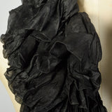 OSFM 1880s Victorian Black Chiffon Neck Ruffle Scarf Lappet Collar Ruff