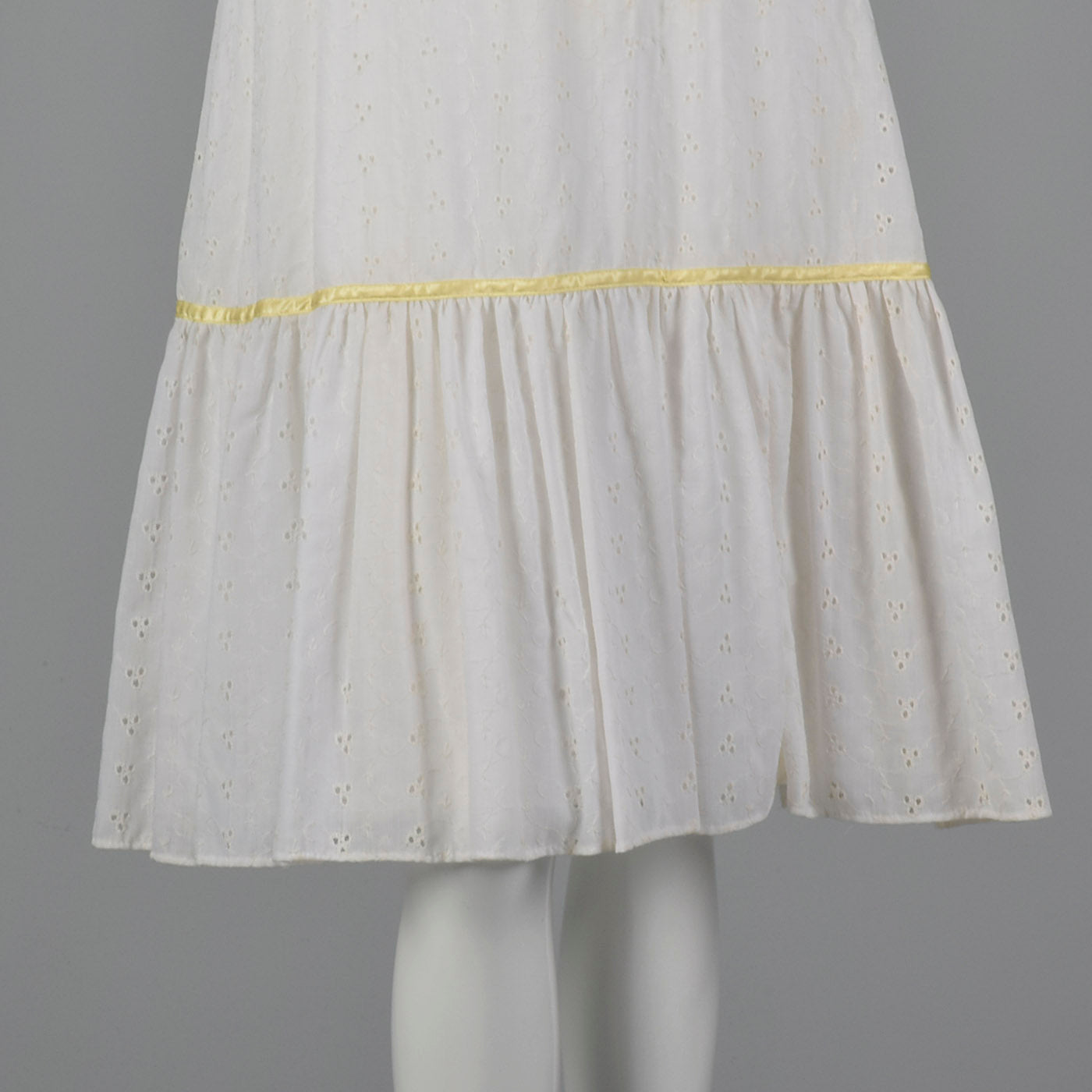 1970s White Eyelet Dress