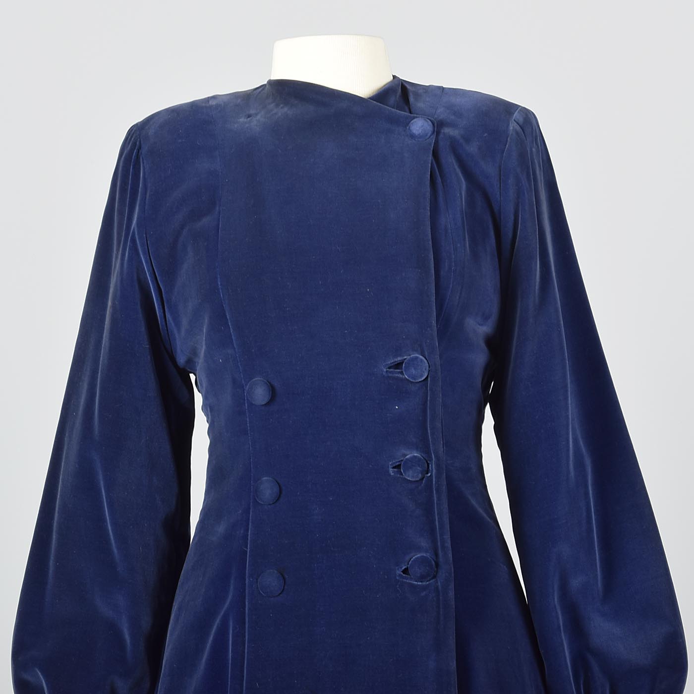 1940s Blue Velvet Princess Coat