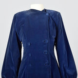 1940s Blue Velvet Princess Coat