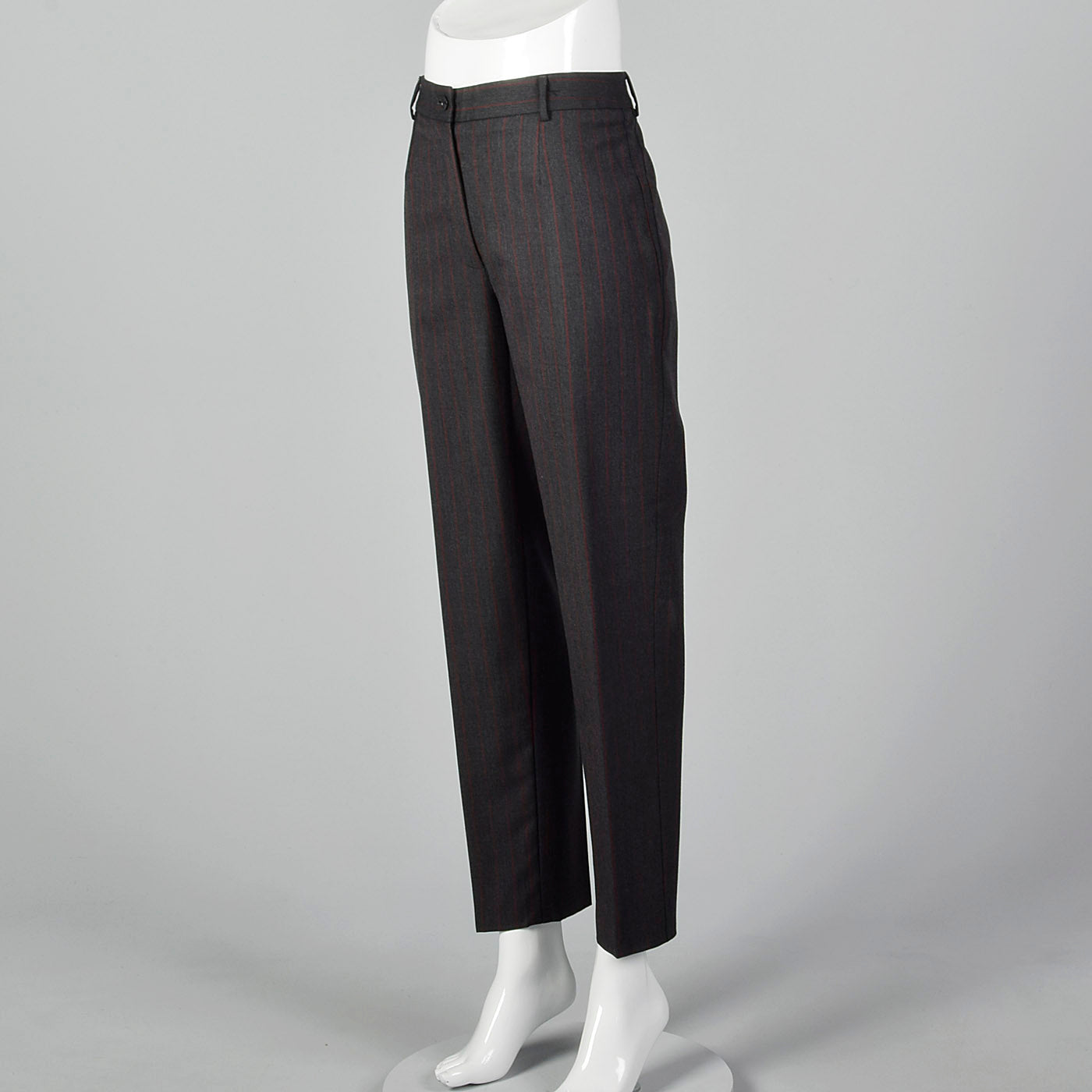 1990s Dolce & Gabbana Gray Trousers with Red Pinstripe