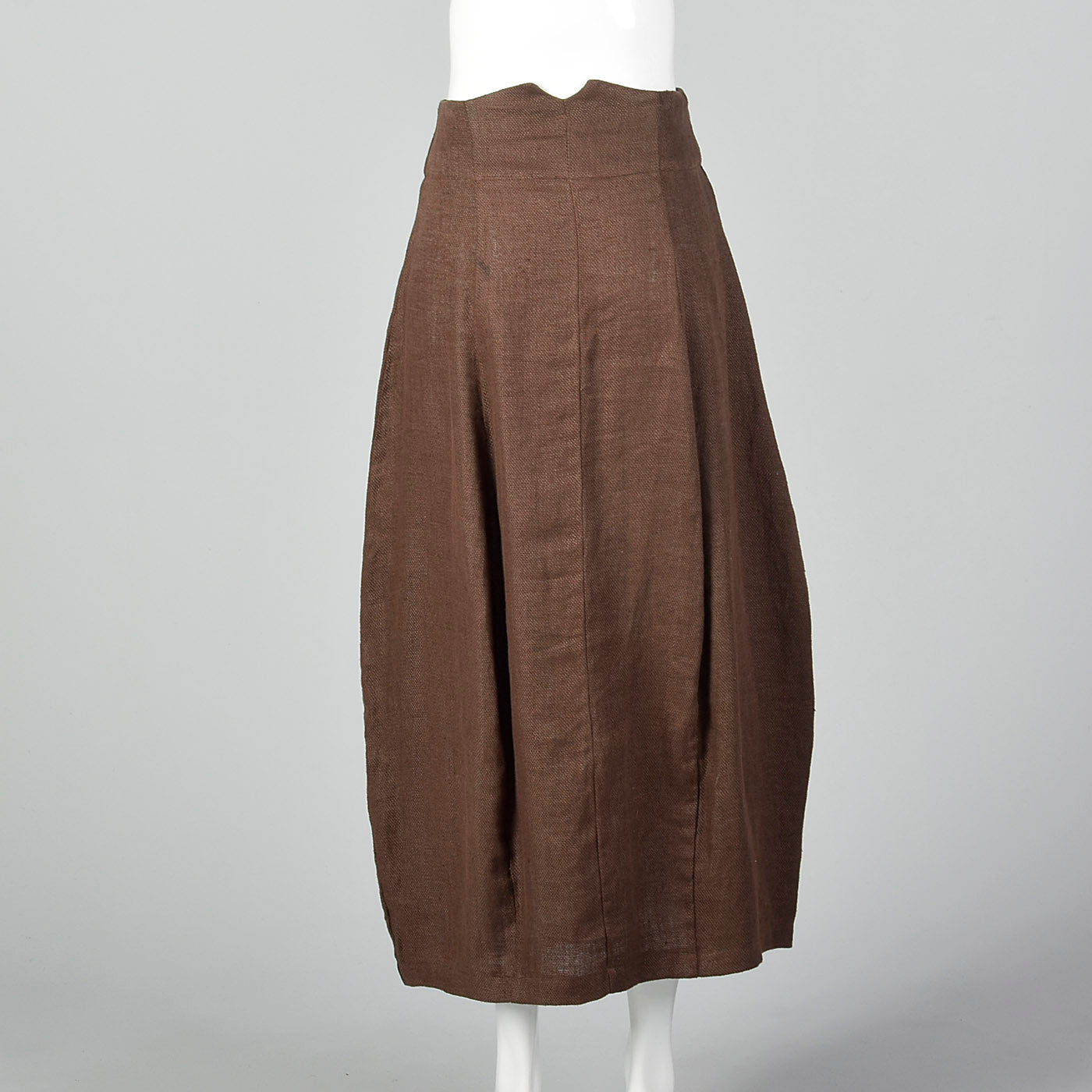 1990s Brown Linen Skirt with Button Front